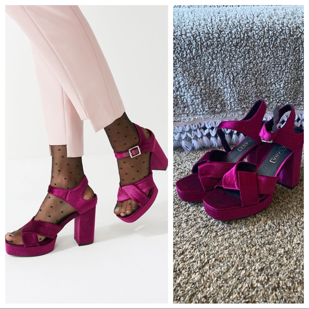 SOL SANA/ purple velvet platform heel